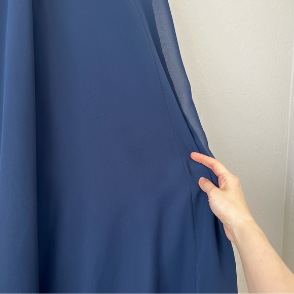 Jenny Yoo Kora Asymmetric One Shoulder Gown in Navy - Picture 8 of 11